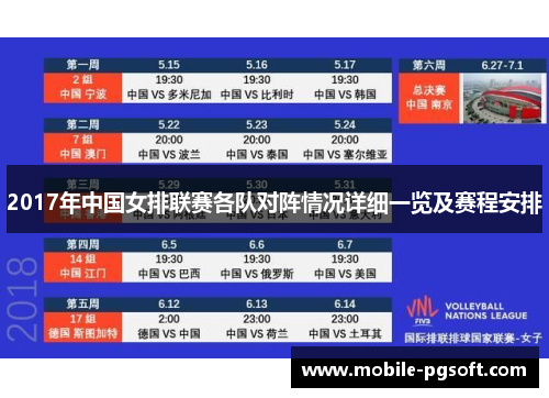 2017年中国女排联赛各队对阵情况详细一览及赛程安排
