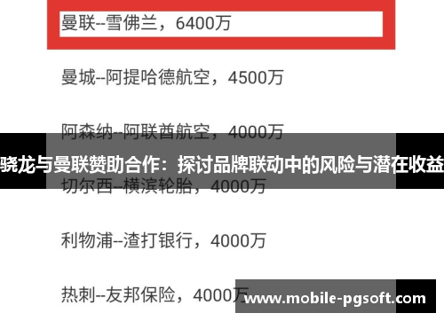 骁龙与曼联赞助合作：探讨品牌联动中的风险与潜在收益